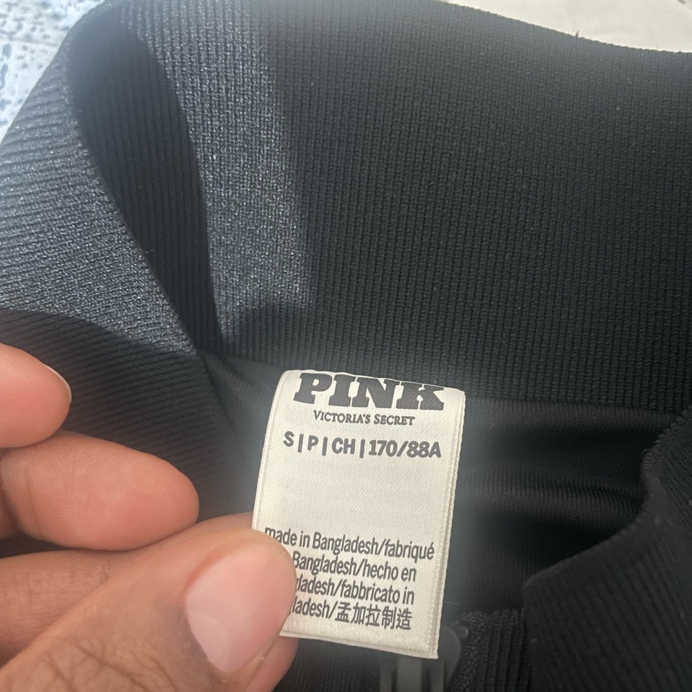 VS PINK Track Star Full Zip Jacket in Black Size S 🖤🩵🤍 - Picture 5 of 7